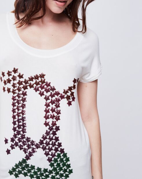 T-Shirt à sequins blanc/rouge/vert