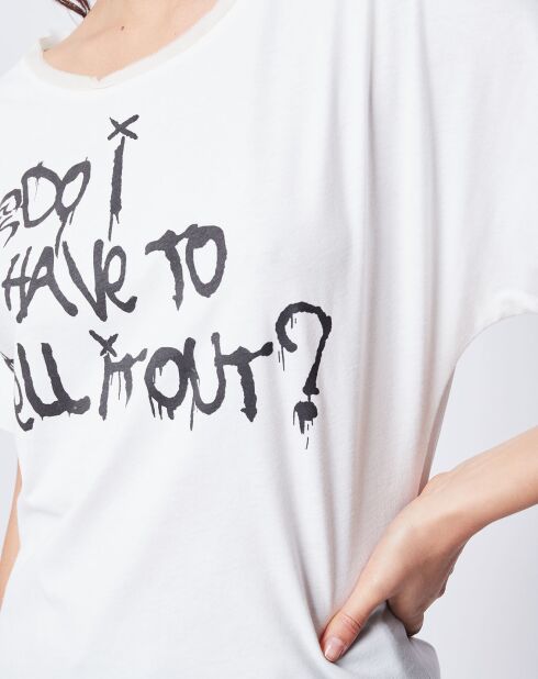 T-Shirt imprimé blanc cassé/noir