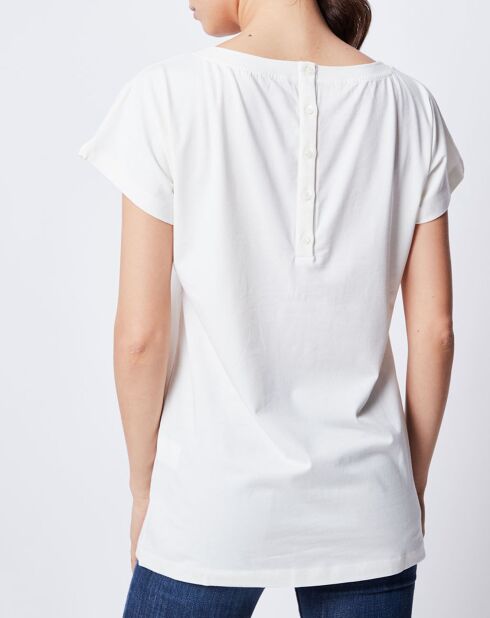 T-Shirt Long imprimé blanc cassé/noir/rose