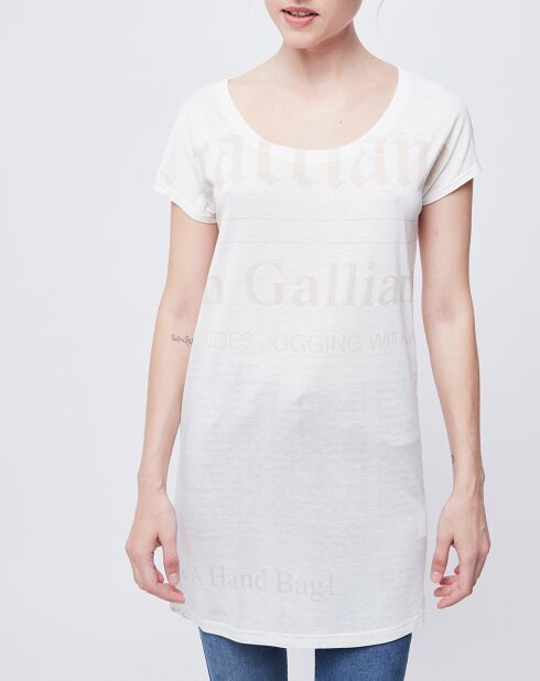 T-Shirt/Tunique à motifs blanc cassé