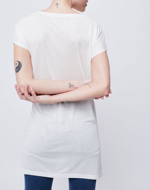 T-Shirt/Tunique à motifs blanc cassé