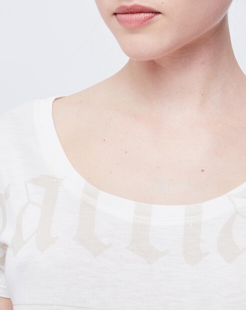 T-Shirt/Tunique à motifs blanc cassé