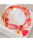 Ofelie armband in goud/koraalrood staal