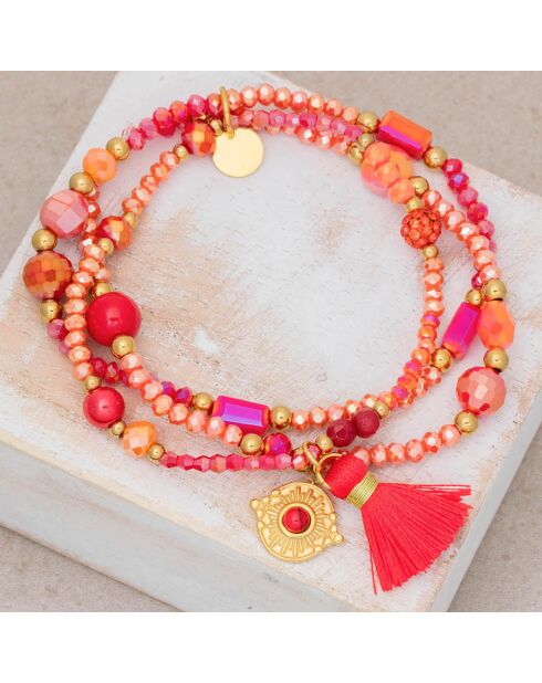 Ofelie Armband aus goldenem/korallenrotem Stahl