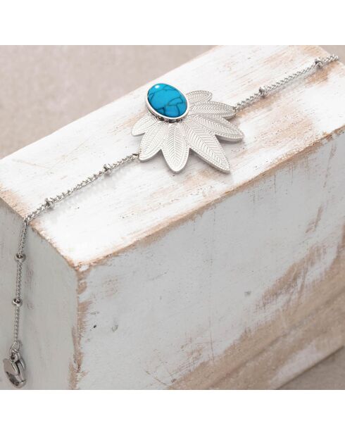Pulsera Natulis en acero plateado y turquesa