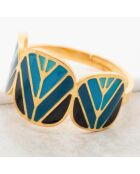 Bague ajustable Dalis en Acier doré/bleu