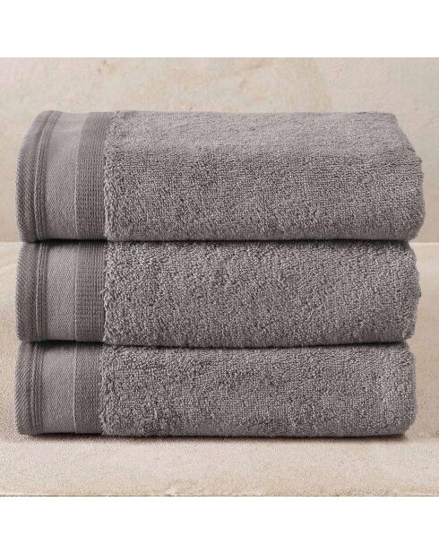 3 toallas de baño gris acero - 50x100 cm