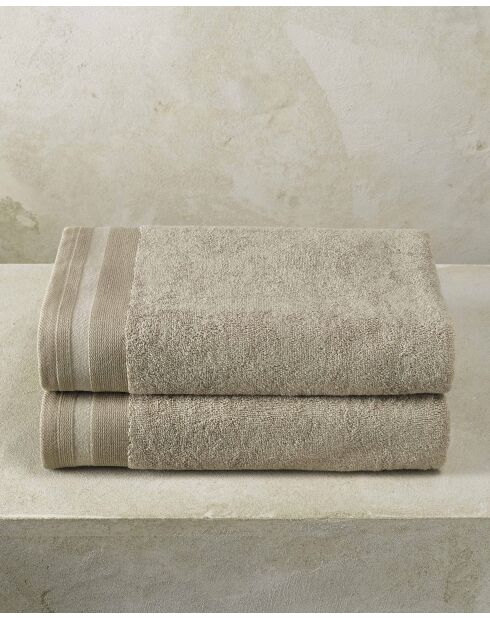 2 taupefarbene Duschlaken - 70x140 cm