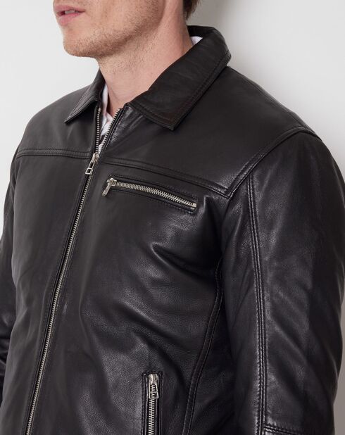 Veste en Cuir Clément noire