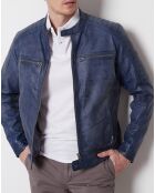 Veste en Cuir Felix vintage bleue