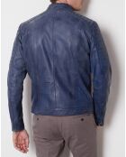 Veste en Cuir Felix vintage bleue