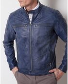 Veste en Cuir Felix vintage bleue