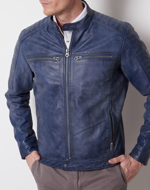 Veste en Cuir Felix vintage bleue