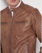 Veste en Cuir Felix vintage cognac