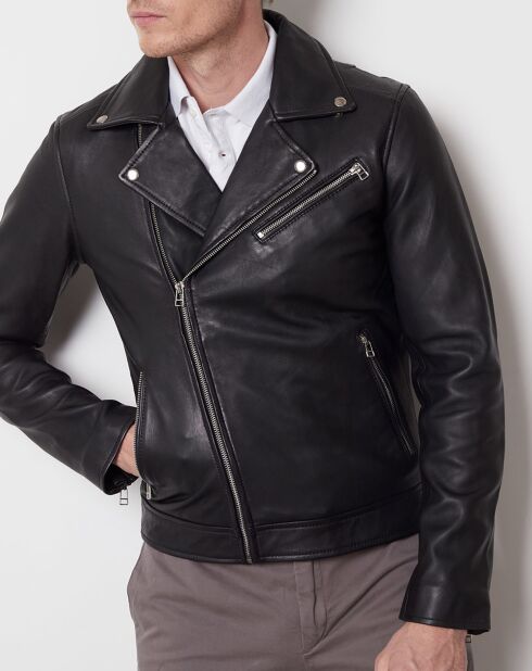 Veste en Cuir Milan noire