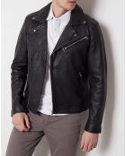 Veste en Cuir Milan noire