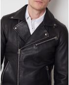 Veste en Cuir Milan noire