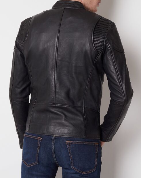 Veste en Cuir Qasim noire