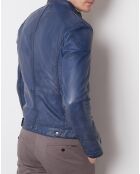 Veste en Cuir d'Agneau Villy vintage bleue
