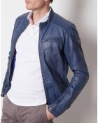 Veste en Cuir d'Agneau Villy vintage bleue
