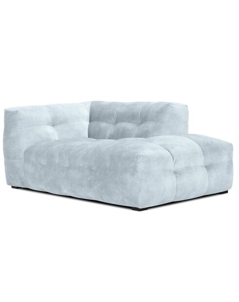 Méridienne velours Droite Vesta bleu clair - 170x102x68 cm