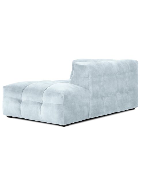 Méridienne velours Droite Vesta bleu clair - 170x102x68 cm