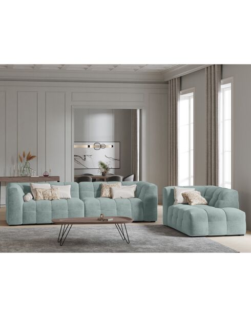 Méridienne velours Droite Vesta menthe - 170x102x68 cm