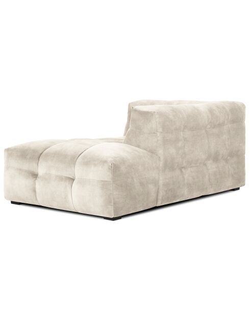 Méridienne velours Droite Vesta beige - 170x102x68 cm