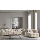 Méridienne velours Droite Vesta beige - 170x102x68 cm