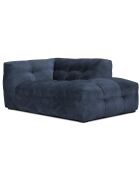 Méridienne velours Droite Vesta bleue - 170x102x68 cm