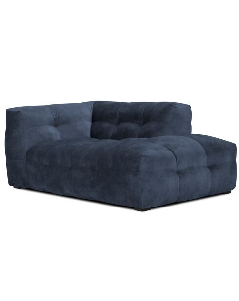 Méridienne velours Droite Vesta bleue - 170x102x68 cm