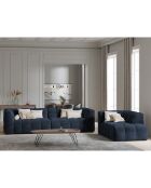 Méridienne velours Droite Vesta bleue - 170x102x68 cm