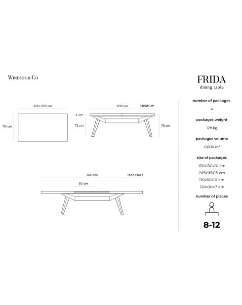 Table extensible Frida bois naturel - 110x200x76 cm