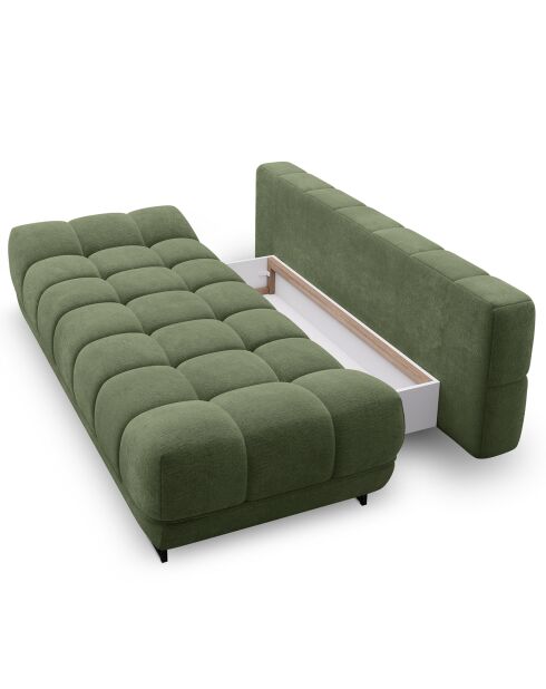 Canapé convertible avec coffre de rangement Cirrus vert - 215x112x90 cm