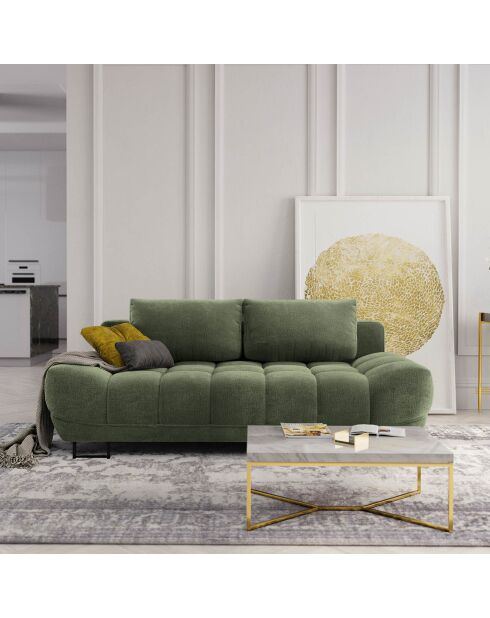 Canapé convertible avec coffre de rangement Cirrus vert - 215x112x90 cm
