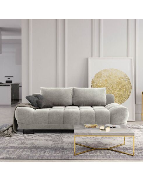 Canapé convertible avec coffre de rangement Cirrus gris clair - 215x112x90 cm