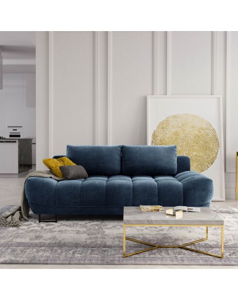 Canapé convertible avec coffre de rangement Cirrus bleu - 215x112x90 cm