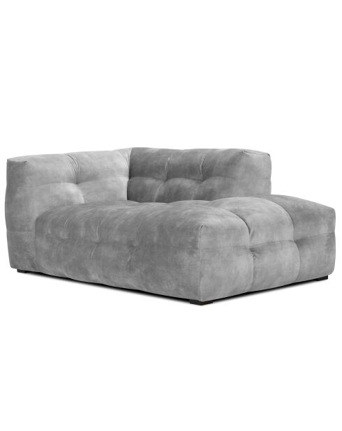 Méridienne velours Droite Vesta grise - 170x102x68 cm
