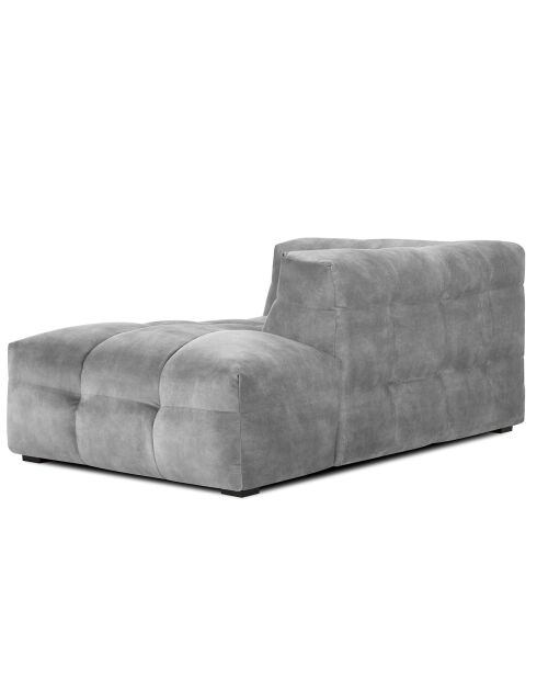 Méridienne velours Droite Vesta grise - 170x102x68 cm