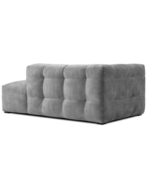 Méridienne velours Droite Vesta grise - 170x102x68 cm