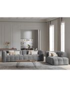 Méridienne velours Droite Vesta grise - 170x102x68 cm
