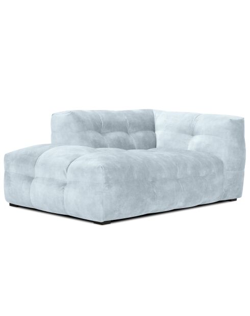Méridienne velours Gauche Vesta bleu clair - 170x102x68 cm
