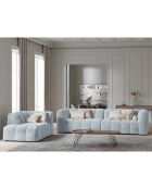 Méridienne velours Gauche Vesta bleu clair - 170x102x68 cm