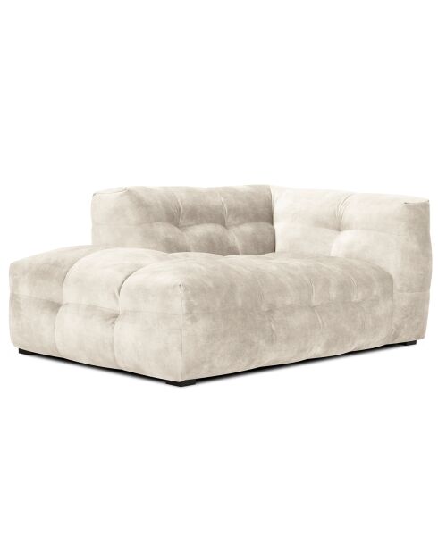 Méridienne velours Gauche Vesta beige - 170x102x68 cm