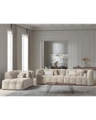 Méridienne velours Gauche Vesta beige - 170x102x68 cm