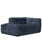 Méridienne velours Gauche Vesta bleue - 170x102x68 cm