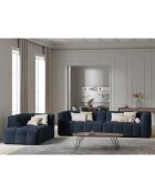 Méridienne velours Gauche Vesta bleue - 170x102x68 cm
