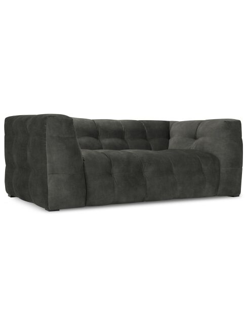 Canapé Velours 2 places Vesta gris foncé - 208x102x68 cm