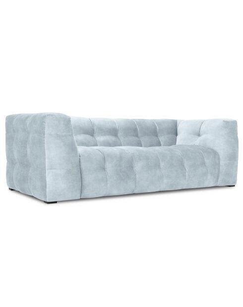 Canapé Velours 3 places Vesta bleu clair - 236x102x68 cm