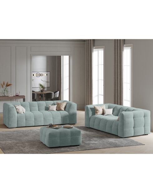 Canapé Velours 3 places Vesta menthe - 236x102x68 cm